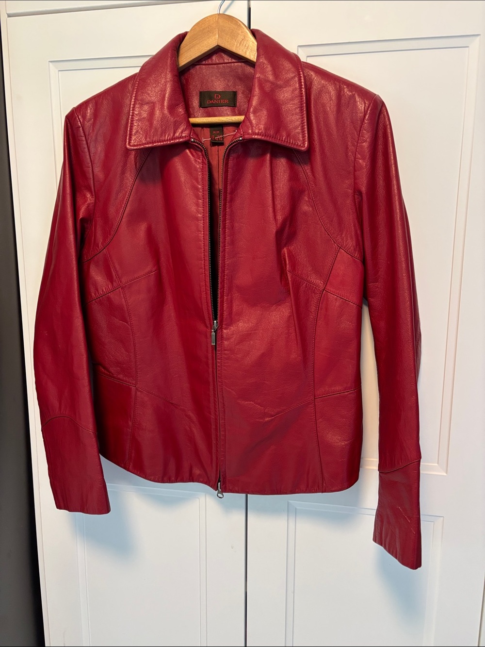 Danier Red Leather Zip Jacket